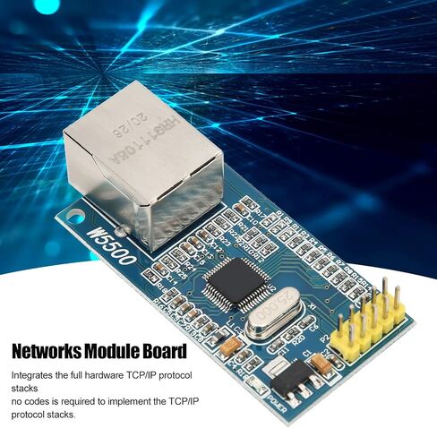 Garosa Ethernet Module W5500, PCB Connectivity with 3.3V 5V Power Supply, SPI Communication and 10-100Mbps Transfer Rate for Engineers and DIY Enthusiasts in Kuwait