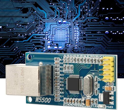Garosa Ethernet Module W5500, PCB Connectivity with 3.3V 5V Power Supply, SPI Communication and 10-100Mbps Transfer Rate for Engineers and DIY Enthusiasts in Kuwait