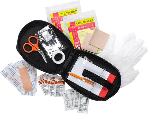 MFASCO Boy Scout Personal First Aid Kit-Compact Black Pouch Attaches to Belt or Bag, Scout-Compliant Supplies, Meets BSA Standards - Mini Emergency Kit for Travel, Hiking, Camping, Outdoor Use 6x4x2.5 in Kuwait