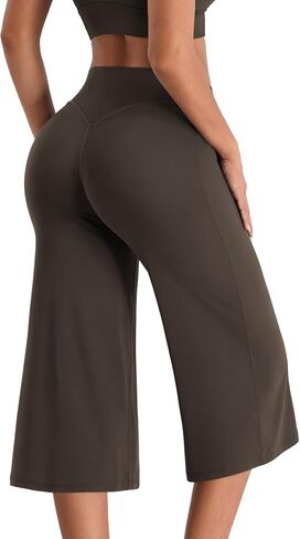 VOYJOY Capri Pants Low Rise Wide Leg No Front Seam Straight Leggings in Kuwait