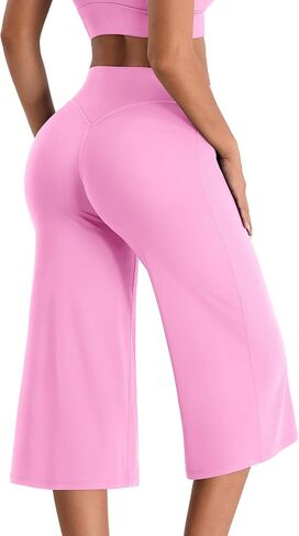 VOYJOY Capri Pants Low Rise Wide Leg No Front Seam Straight Leggings in Kuwait