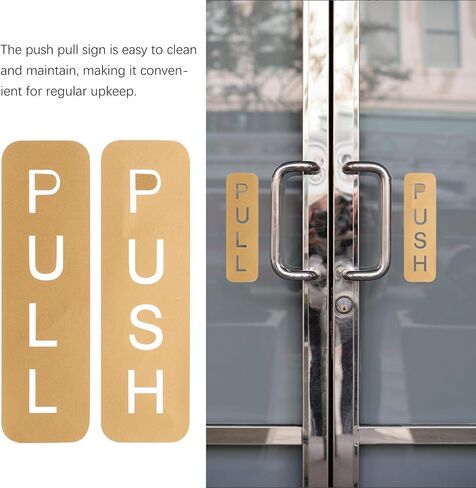 Lurrose Golden Pvc Push Pull Door Sticker with Privacy Protection and Simple Installation Stylish Adhesive Decal for Glass Doors in Kuwait