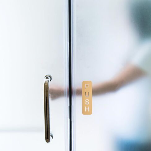 Lurrose Golden Pvc Push Pull Door Sticker with Privacy Protection and Simple Installation Stylish Adhesive Decal for Glass Doors in Kuwait