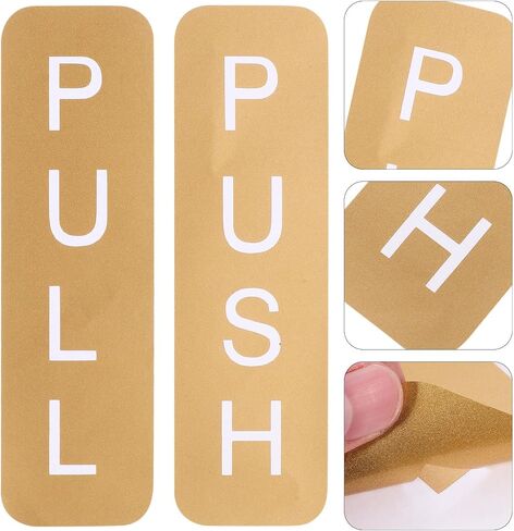 Lurrose Golden Pvc Push Pull Door Sticker with Privacy Protection and Simple Installation Stylish Adhesive Decal for Glass Doors in Kuwait