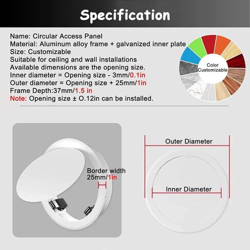Push-to-Open Circular Access Panel, Aluminum Frame Crawl Space Hatch Doors, Magnetic Maintenance Cover for Concealing Piping/Wiring(Style 3,20cm/7.9in) in Kuwait
