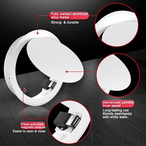 Push-to-Open Circular Access Panel, Aluminum Frame Crawl Space Hatch Doors, Magnetic Maintenance Cover for Concealing Piping/Wiring(Style 3,20cm/7.9in) in Kuwait