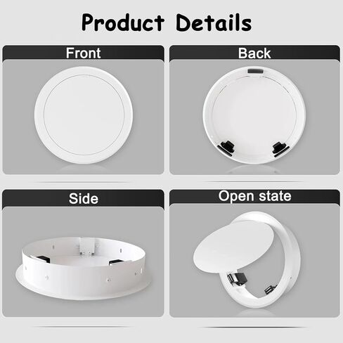 Push-to-Open Circular Access Panel, Aluminum Frame Crawl Space Hatch Doors, Magnetic Maintenance Cover for Concealing Piping/Wiring(Style 3,20cm/7.9in) in Kuwait