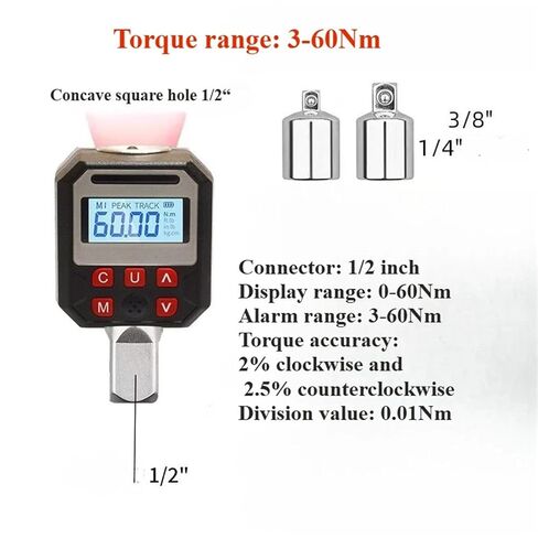 Torque Tester, Digital Torque Meter Torque Tester Electronic Meter High-Precision Kilogram Wrench Torque Testing Instrument(3-60) in Kuwait