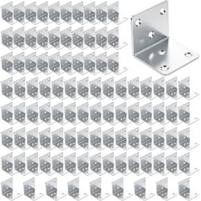 100PCS Stainless Steel Angle Brackets, 1.18" x 1.18" x 0.06" Small Corner Brace for Furniture, Heavy Duty L Shape Corner Bracket, 90 Degree Right Angle Bracket for Cabinets, Shelves, and Wood Joints in Kuwait