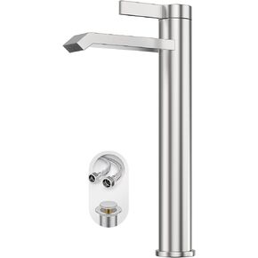 فيستينا صنبور حمام طويل القامة مصنوع من النيكل المصقول بفتحة واحدة، مقبض واحد فوق حوض الحمام صنبور مع شلال، تصريف منبثق وخط إمداد المياه، FH04-BN-V in Kuwait