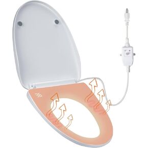 Heated Toilet Seat - Elongated Smart Toilet Seat with 3 Heating Modes, Auto Night Light, Temperature Display & Leakage Protection - Easy Clean & Install in Saudi Arabia