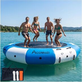 Inflatable Water Trampoline, Heavy Duty Water Trampoline for Lake, Inflatable Trampoline for Lake, Lake Trampoline for Water with Ladder Ropes for Pool Ocean No Pump in Saudi Arabia