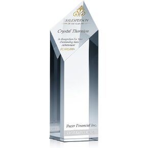 Personalized Crystal Sales Award Trophy – Diamond Shaped Recognition Plaque for Top Salesperson, Custom Engraved with Name & Company – Corporate Gift for Achievement (L - 9") in Saudi Arabia