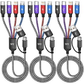 4 in 2 Dual USB C Multi Charging Cable, Phone Charging Cords [5FT] for Multiple Devices with 2 Type-C, IP and Micro USB Cable, Charger Cord Type C for iPhone 17-8, Android, Pad in Saudi Arabia