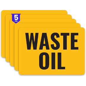 5 x Waste Oil Signs – Caution Used Oil Warning Stickers for Used Oil Containers and Tanks – 7 x 5 Vinyl Labels – Self-Adhesive, Non-Rusting, Weatherproof, Waterproof Decals for Business, Shops, Warehouses, Construction Sites in Kuwait