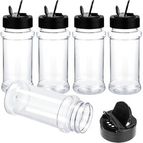 Molain 5 PCS Empty Spice Jars 3oz with Shaker Lids Plastic Seasoning Containers Clear Seasoning Bottles to Pour or Shake for Spice, Powders, Peppers, Salt for Spice Rack, Drawer, Cabinet in Kuwait