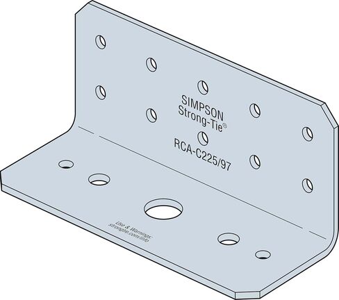 سيمبسون ربطة عنق قوية RCA-C225/97-R55 زاوية موصل صلبة للخرسانة - 2 بوصة × 2 بوصة × 5 بوصة، سمك 97 مل، هيكل فولاذي مجلفن بالزنك 12 مقياس (55-الكمية) in Kuwait