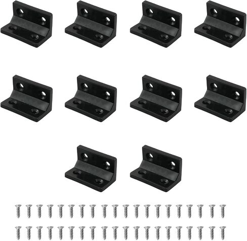 HJGarden 10PCS Plastic Corner Bracket Furniture Right Angle Connectors Panel Joining Brackets Black for Securing Bookshelves Desks Chairs Beds Wardrobes Dressers in Kuwait