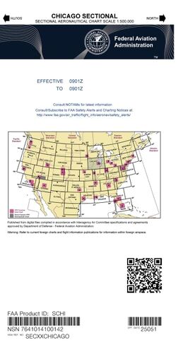 FAA Chicago Sectional Chart (SCHI) - Always Current Aeronautical Map - Select Chart Cycle in Kuwait