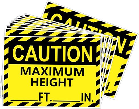 3.5x5 Inch Caution Maximum Height Sign Stickers,Self Adhesive Safety Warning Hazard Clearance Labels for Van,Truck Parking Lots and Garages Logistics Warehouses (10 Pcs) in Kuwait