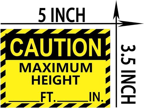 3.5x5 Inch Caution Maximum Height Sign Stickers,Self Adhesive Safety Warning Hazard Clearance Labels for Van,Truck Parking Lots and Garages Logistics Warehouses (10 Pcs) in Kuwait