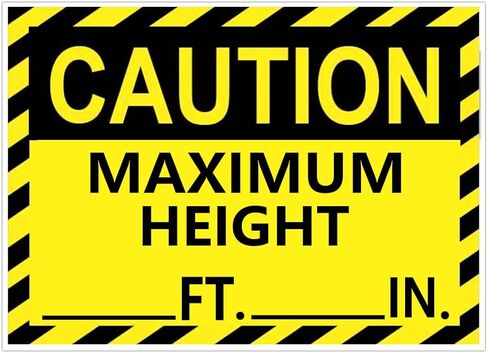 3.5x5 Inch Caution Maximum Height Sign Stickers,Self Adhesive Safety Warning Hazard Clearance Labels for Van,Truck Parking Lots and Garages Logistics Warehouses (10 Pcs) in Kuwait