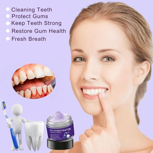 2PCS Mineral Powder for Rooth Restoration, Strengthens Gums, Teeth White Freshens Breath Mineral Powder, Natural Teeth Restoration in Kuwait