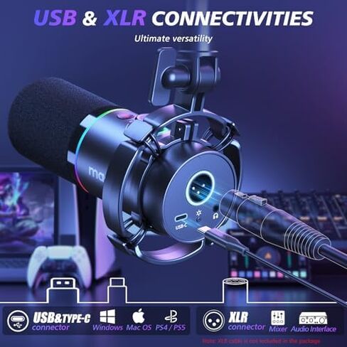 MAONO Podcast Equipment Bundle: Audio Interface and USB/XLR Dynamic Microphone-MaonoCaster G1 NEO+PD200XS Black in Kuwait