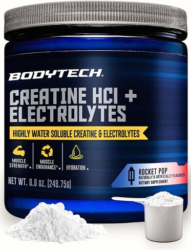 BODYTECH كرياتين حمض الهيدروكلوريك + مسحوق إلكتروليتات عالي الذوبان في الماء ومتوفر بيولوجيًا على شكل صاروخ (8.8 أونصة/75 وجبة) in Kuwait