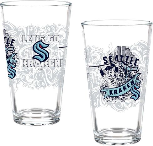 Team Sports America NHL Boston Bruins 16oz Pint Glasses, Set of 2 Beer Glasses, Tall Drinking Glass Cups, Tailgating Barware for Game Day, Hockey Drinkware Gift Set for Fans, Home Bar in Kuwait