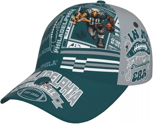 Football City Silhouette Baseball Cap Print Adjustable Snapback Hat Game Day for Men Women Fans Gift in Kuwait