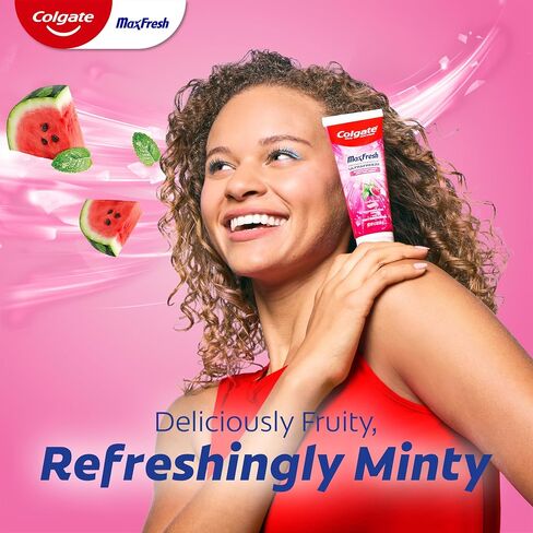 Colgate Max Fresh Anticavity Fluoride Toothpaste with Breath Strips, 3 Pack, Watermelon Blast with Mint, Fresh Breath Toothpaste Pack, Helps Fight Cavities and Freshens Breath, 4.5 Oz in Kuwait