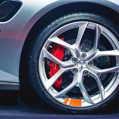 8 pcs Wheel Rim Decal Stripes Car Decals Orange Car Stickers Automotive Decals Hash Stripe Stickers for 18-21 inch Wheels Tire Rim Safety Decoration Accessories in Kuwait