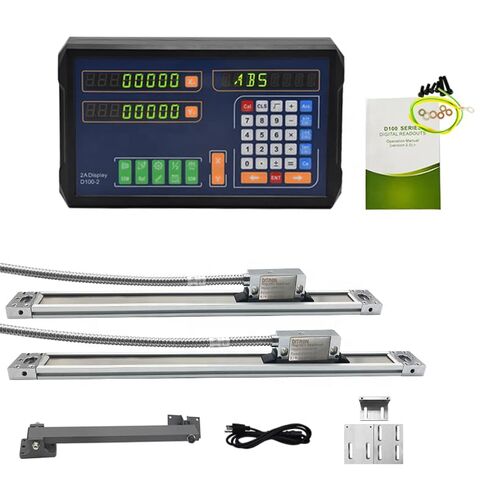 2 Axis DRO Ecnomical Digital Readout Display Multi-Function,10''x24'' 5um Magnetic Scales EIA-422 Output IP67 DIY OEM Encoder Sensor for Lathe Milling Bridgeport Knee Mill (270mmx620mm in Kuwait