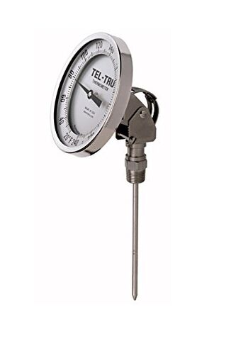Tel-Tru 42100614 موديل Aa575R مقياس حرارة ثنائي المعدن قابل لإعادة الضبط، فولاذ مقاوم للصدأ، قرص 5 بوصة، وصلة خلفية بزاوية قابلة للتعديل 1/2 بوصة Npt، قطر 0.250 بوصة × 6 بوصة طويلة 304Ss، 0/250 درجة فهرنهايت و-20/120 درجة مئوية، +/- 1% كامل S in Kuwait
