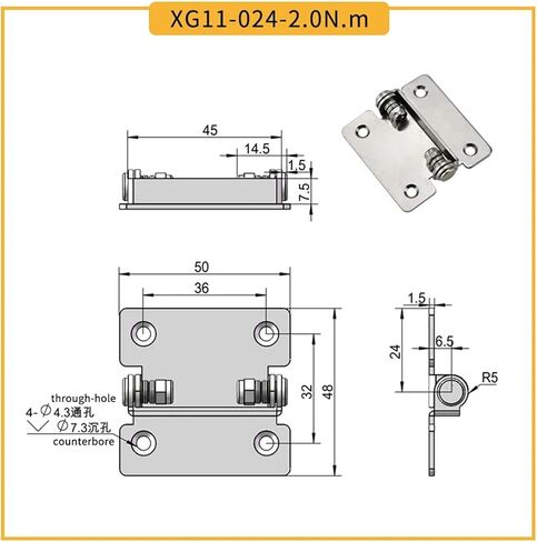 Damping Shaft 304 Stainless Steel Folding Hinge Opens and Stops 180 Degree Hinges At Will in Kuwait