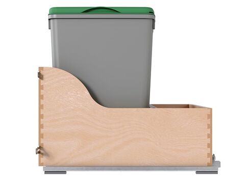 Rev-A-Shelf فضي معدني مزدوج 32 قيراط. حاوية نفايات قابلة للسحب من خشب القيقب مع إغلاق ناعم و(1) غطاء لخزائن قاعدة مقاس 24 بوصة in Kuwait