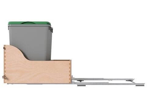 Rev-A-Shelf فضي معدني مزدوج 32 قيراط. حاوية نفايات قابلة للسحب من خشب القيقب مع إغلاق ناعم و(1) غطاء لخزائن قاعدة مقاس 24 بوصة in Kuwait