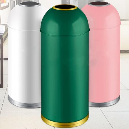 Stainless Steel Trash Can with Lid Open Top Trash Bin, Industrial Metal Trash Enclosure, Detachable Inside Cabinet, Commercial Garbage Bin for Hotel, Patios, Cafés, Parks (Color : Pink, Size : 35L) in Kuwait