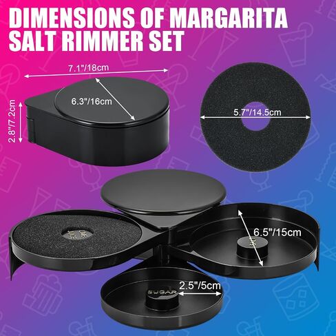NYXOVA 3 Tier Bar Glass Rimmer for Margarita and Cocktail, Salt Box Spice Container, Margarita Salt Rimmer Set, Salt Rimmer for Cocktails, 3-Tray Salt Box Spice Container, Bartender Tool in Kuwait