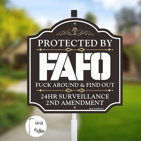 FAFO Security Sign - Protected by FAFO, Funk Around and Find Out Home Warning Sign For Yard with 28" Stake,10x10 Inch 2nd Amendment Rustproof, WeatherProof Fade Resistant Aluminum, Easy To Install. in Kuwait