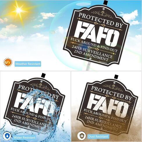 FAFO Security Sign - Protected by FAFO, Funk Around and Find Out Home Warning Sign For Yard with 28" Stake,10x10 Inch 2nd Amendment Rustproof, WeatherProof Fade Resistant Aluminum, Easy To Install. in Kuwait
