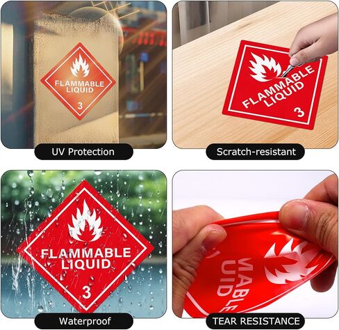 500 قطعة من ملصقات السوائل القابلة للاشتعال من فئة المخاطر 3 مقاس 4 × 4 بوصة | متوافق مع DOT Hazmat، فينيل، ذاتي اللصق، التصاق قوي، ملصقات أمان للشحن والتعامل مع وسائل النقل والتخزين in Kuwait
