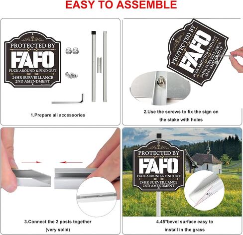 FAFO Security Sign - Protected by FAFO, Funk Around and Find Out Home Warning Sign For Yard with 28" Stake,10x10 Inch 2nd Amendment Rustproof, WeatherProof Fade Resistant Aluminum, Easy To Install. in Kuwait