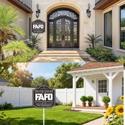FAFO Security Sign - Protected by FAFO, Funk Around and Find Out Home Warning Sign For Yard with 28" Stake,10x10 Inch 2nd Amendment Rustproof, WeatherProof Fade Resistant Aluminum, Easy To Install. in Kuwait