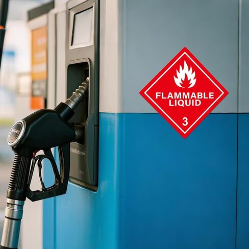 500 قطعة من ملصقات السوائل القابلة للاشتعال من فئة المخاطر 3 مقاس 4 × 4 بوصة | متوافق مع DOT Hazmat، فينيل، ذاتي اللصق، التصاق قوي، ملصقات أمان للشحن والتعامل مع وسائل النقل والتخزين in Kuwait