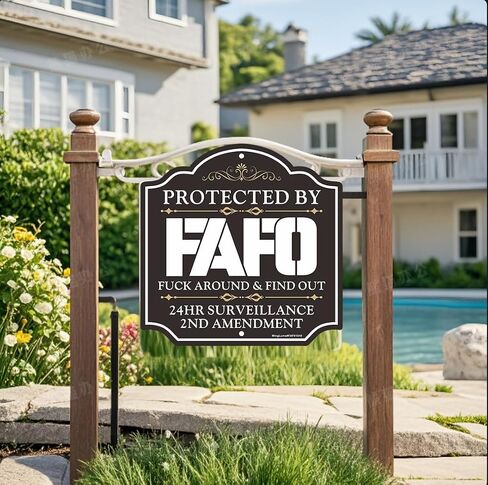FAFO Security Sign - Protected by FAFO, Funk Around and Find Out Home Warning Sign For Yard with 28" Stake,10x10 Inch 2nd Amendment Rustproof, WeatherProof Fade Resistant Aluminum, Easy To Install. in Kuwait