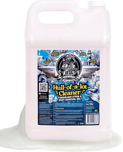 منظف ​​Salty Captain Hull-of-a-Lot - منظف بدن قوي للألياف الزجاجية والمعاطف الجيلاتينية وPWCs - يزيل الاصفرار والصدأ والبقع - لا حاجة إلى الفرك - تركيبة سريعة المفعول وسهلة الرش in Kuwait