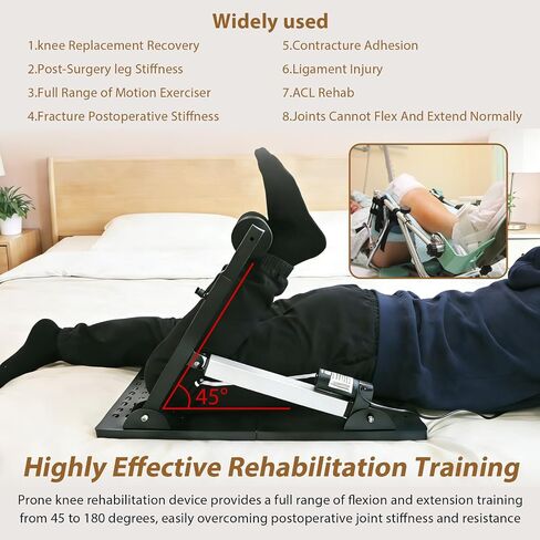 Electric CPM Machine Knee After Surgery(Prone Position) with Remote Control, Knee Therapy Exercise Strengthening Equipment for ACL PCL MCL Rehabilitation, Gender-Neutral-Left/Right Leg in Kuwait