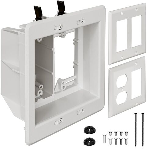 TVBU505-1 Recessed Outlet Box, Recessed Electrical Box for Wall Mount TV, Outlet Mounting Box for New Construction&Retrofit Projects, Wall Outlet Box with Duplex & Decorator Style Covers,2-Gang in Saudi Arabia